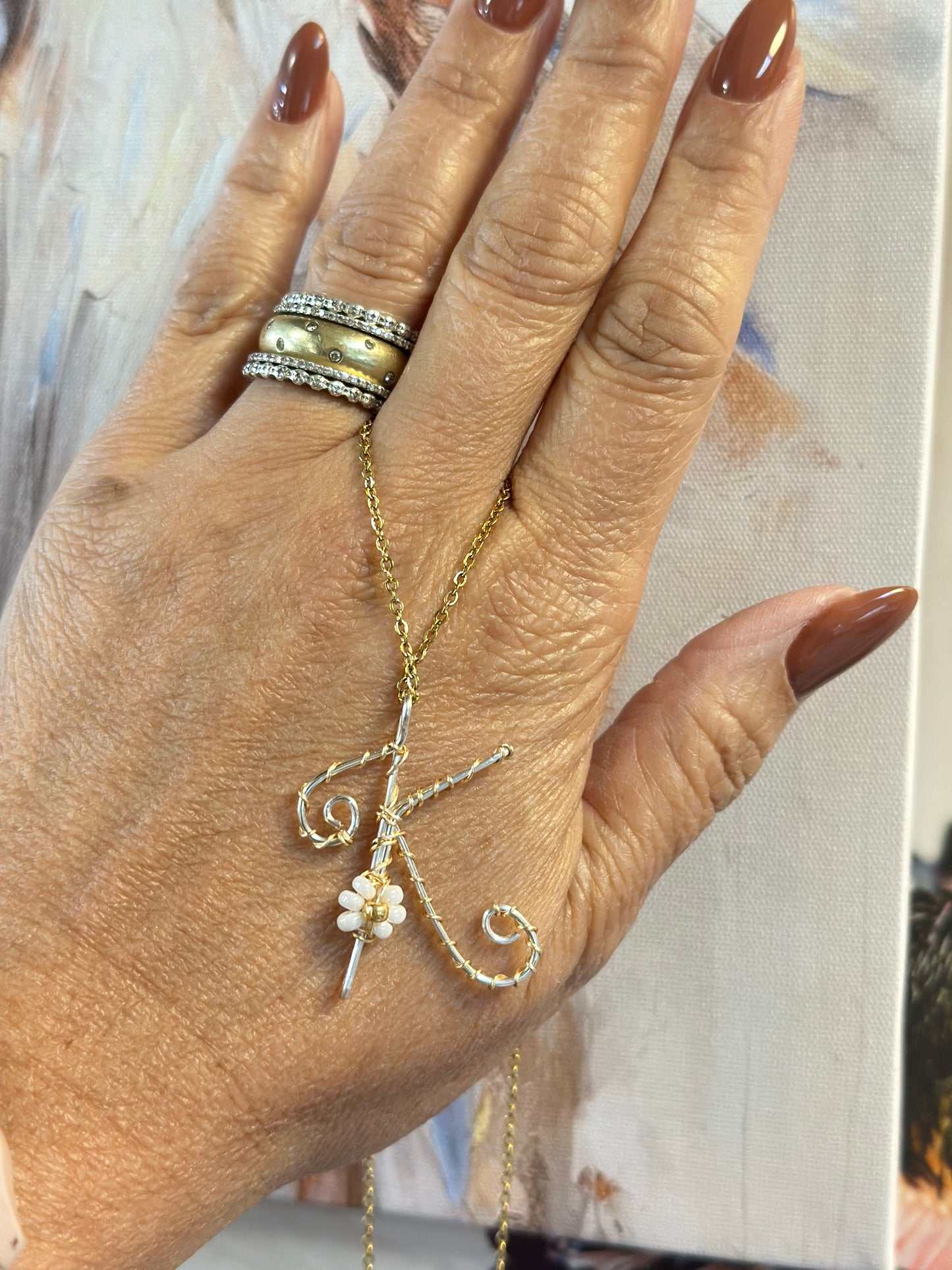 Chain with Letter/ pearls