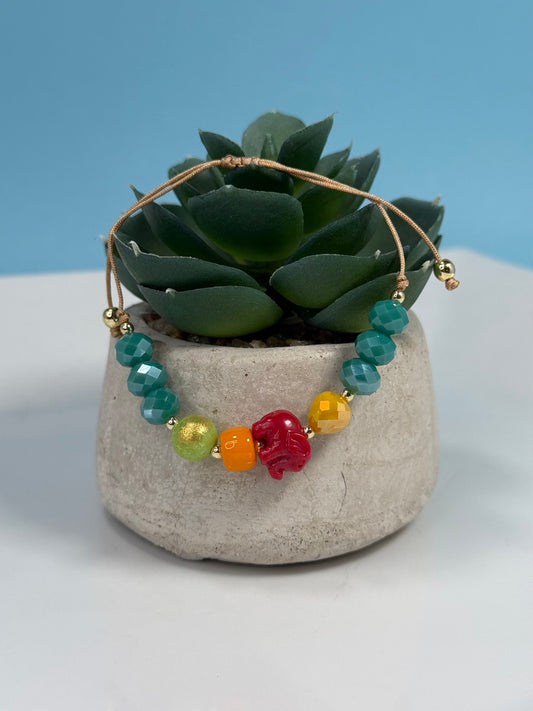 Pulsera Elefante ajustable con cristales multicolor