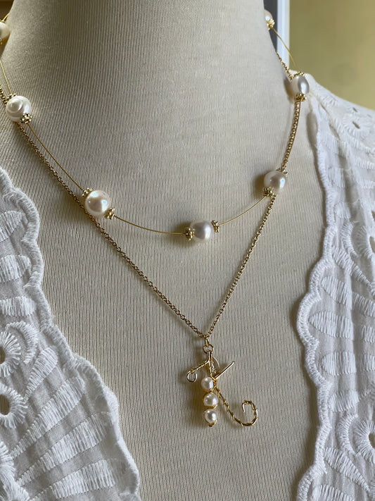 Chain with Letter/ pearls